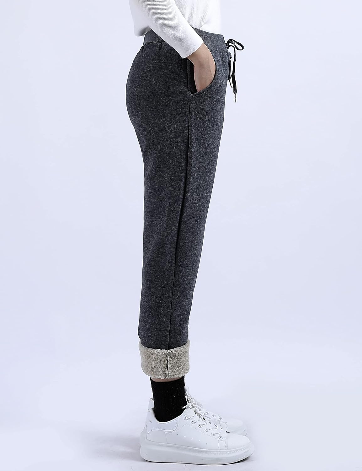 Yeokou Warm Sweatpants Womens Fleece Sherpa Lined Winter Active Running Jogger Pants - Image 4