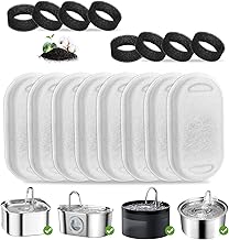 Vindox Filters for Cat Water Fountain, 8 + 8 Pieces Carbon Filter and Foam Sponge for Cats in Stainless Steel 3.2L with Resin and Activated Carbon