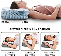 Vista 3 de Almohada cervical de espuma viscoelástica, almohadas contorneadas para el dolor de cuello y hombros, almohada ortopédica ergonómica con soporte