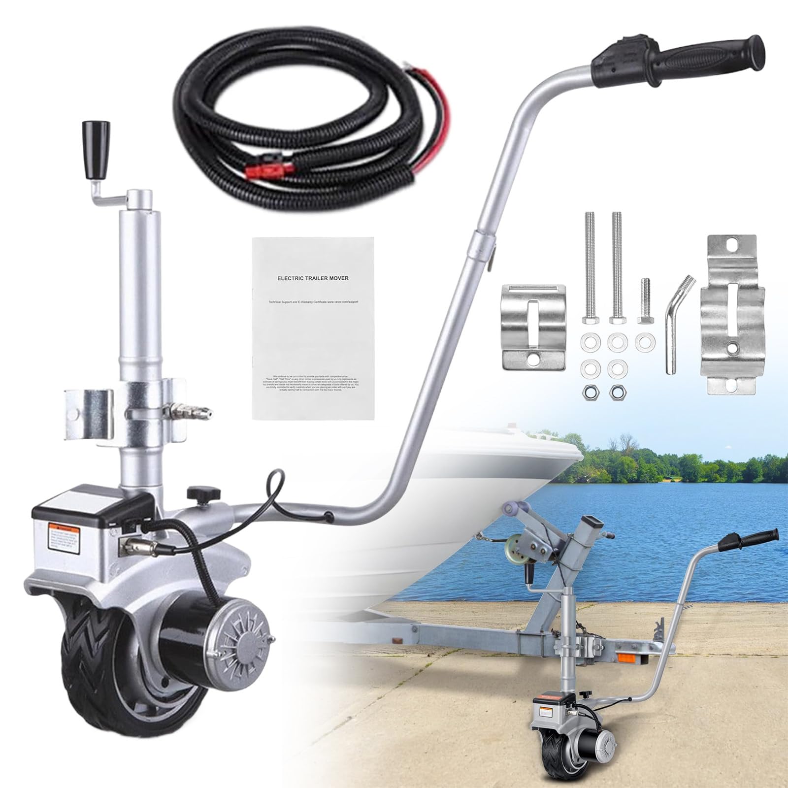 Elektrischer Anhänger-Mover, 2270 kg Tragkraft, motorisierter Wohnmobil-Trolley, 12V, 350W, Schwerlast-Anhänger-Mover, verstellbare Klemmhöhe 32–42 cm