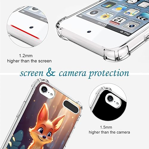 Miniatura 4 de Elgzigok Funda transparente para iPod Touch 567 Fox-aa13 Funda protectora de silicona transparente para iPod Touch 567 a prueba de golpes con cuatro