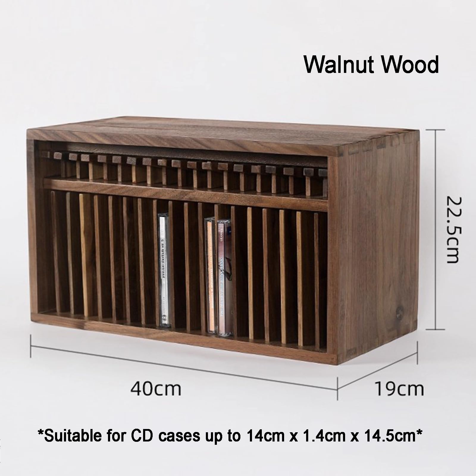 Supporto organizer per CD, DVD, può contenere 19 custodie standard per CD, posizionamento desktop, stile rustico vintage, ideale per sale home theatre