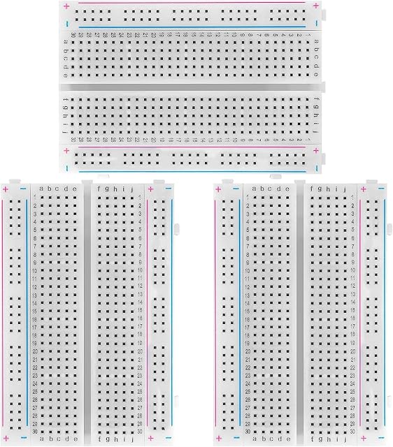 AZDelivery 3 x MB-102 Mini Breadboard 400 Tie Point Interlocking Solderless Prototype PCB Board, 4 Power Rails for Proto Shield Distribution Connection Blocks compatible with Arduino Including E-Book!