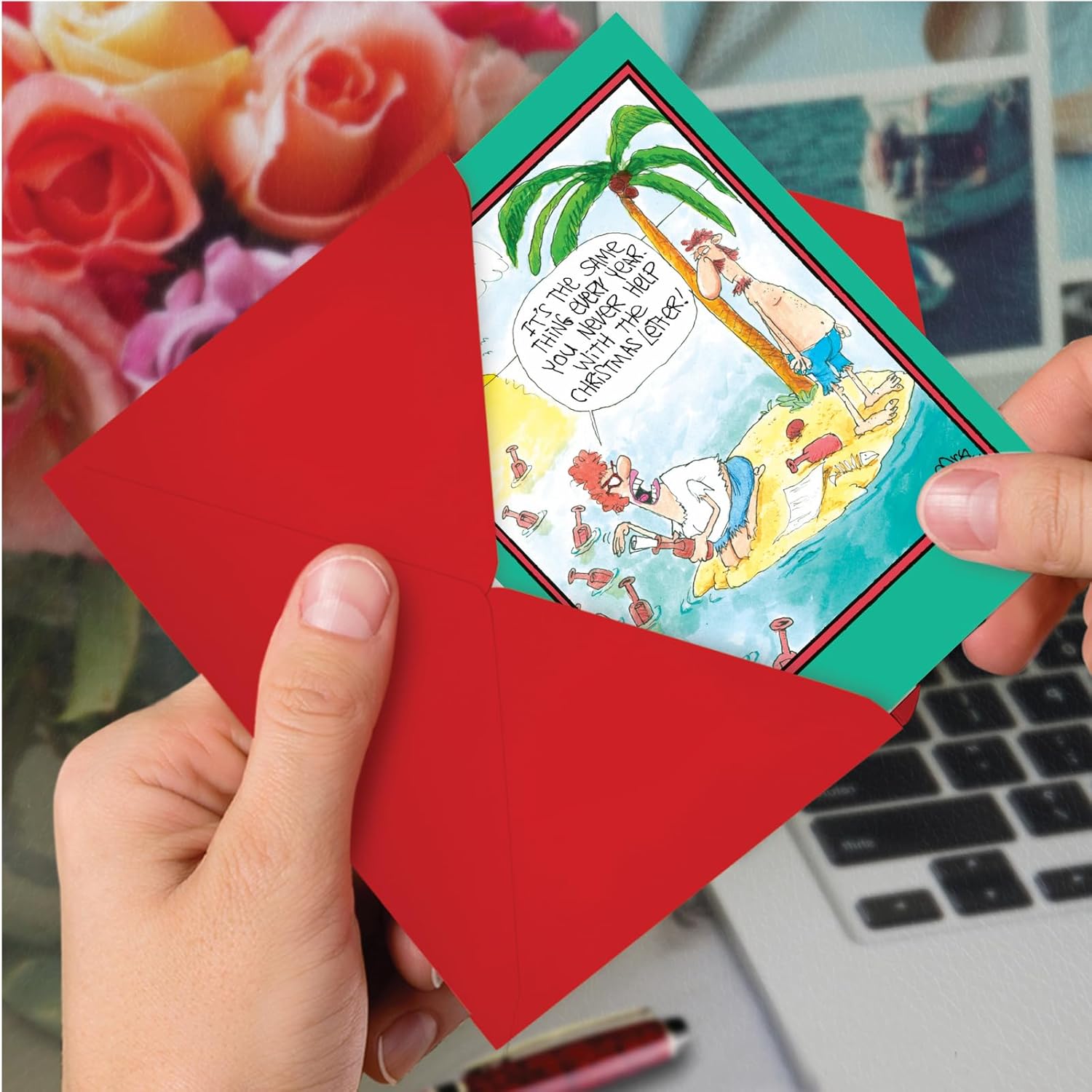 NobleWorks - 12 Funny Greeting Cards for Christmas - Cartoon Adult Humor, Boxed Holiday Cards with Envelopes (1 Design, 12 Cards) - Christmas Letter B1007