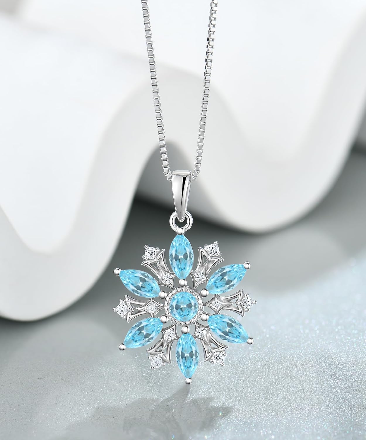 Snowflake Necklace for Women 925 Sterling Silver Pendant Necklaces Jewelry Gifts - Image 2