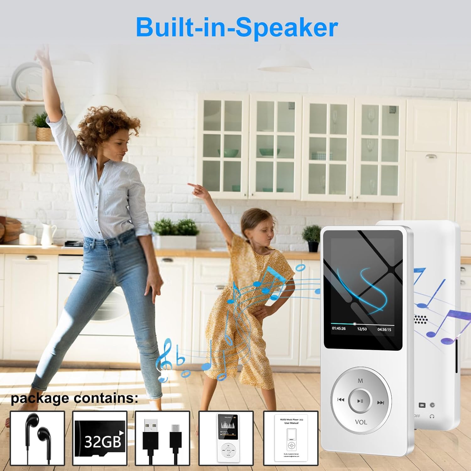 Aigital MP3 Player with Bluetooth and 32GB TF Card, HiFi Music Player with Built-in Speaker and Earphones, Multifunctional MP3 Players with FM/Recording/E-Book/Video, Supports Expanded Up to 128GB - Image 5