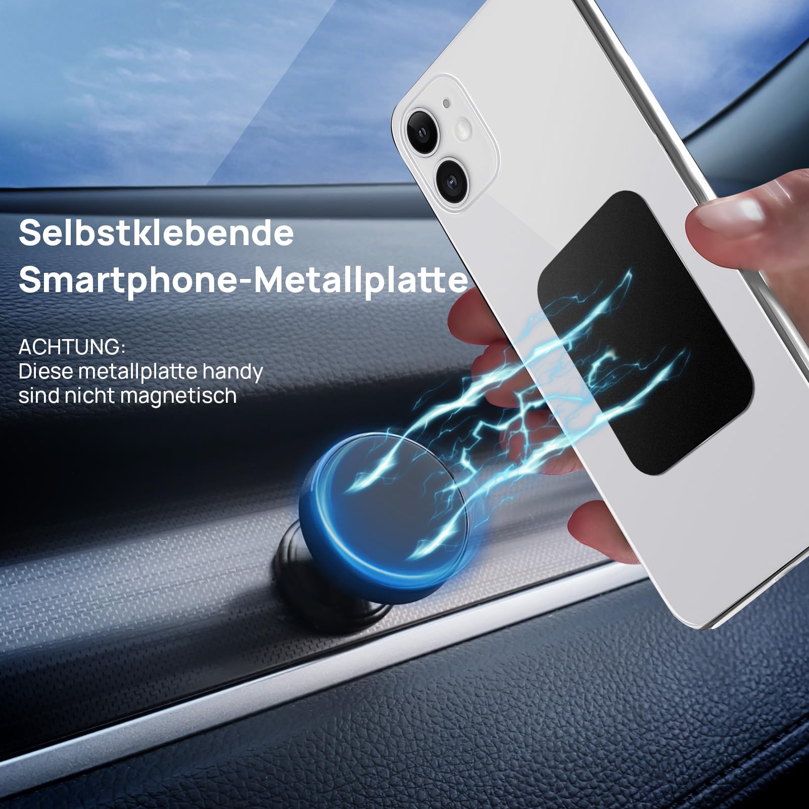 6 Piastre Metalliche Per Supporto Magnetico Telefono - Rettangolari, Adesive, Ultra Sottili, Colore Nero E Argento