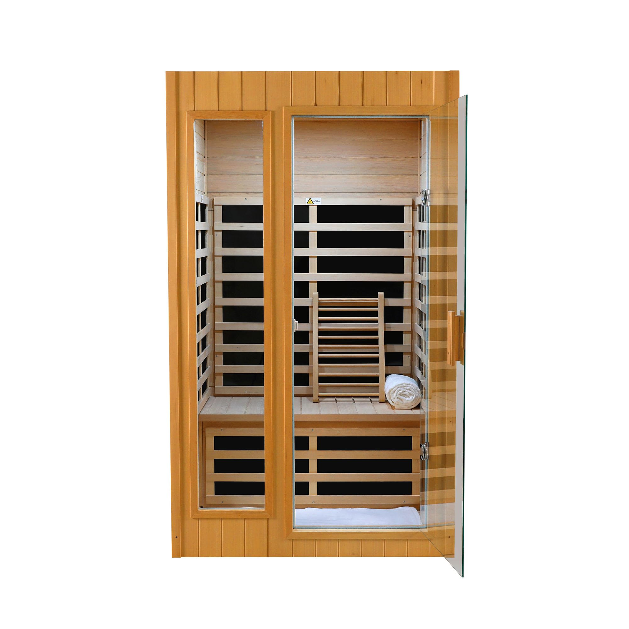 VeroFree 2-Person Far Infrared Indoor Sauna Room with Natural Wood Design – Roof Embedded Heating, Compact & Relaxing Spa (1 Door) (1 Doors)