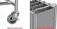 Vista 7 de Simple Houseware - Carro rodante clasificador de ropa sucia de 3 bolsas
