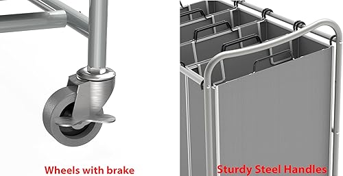 Miniatura 7 de Simple Houseware - Carro rodante clasificador de ropa sucia de 3 bolsas