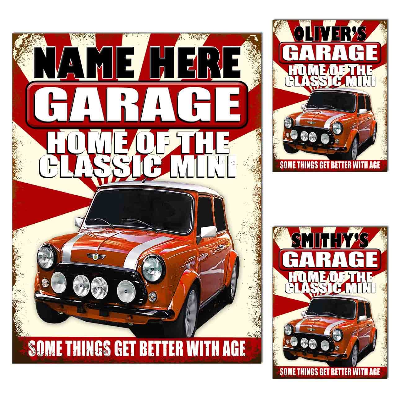 Personalised Garage Metal Tin Sign Plaque Poster Print Gift Dad Mum Man Cave Shed Home Bar Tiki Bar Fathers Day S4 (10x8 inches (Approx) 25cmx20cm, Classic Mini)
