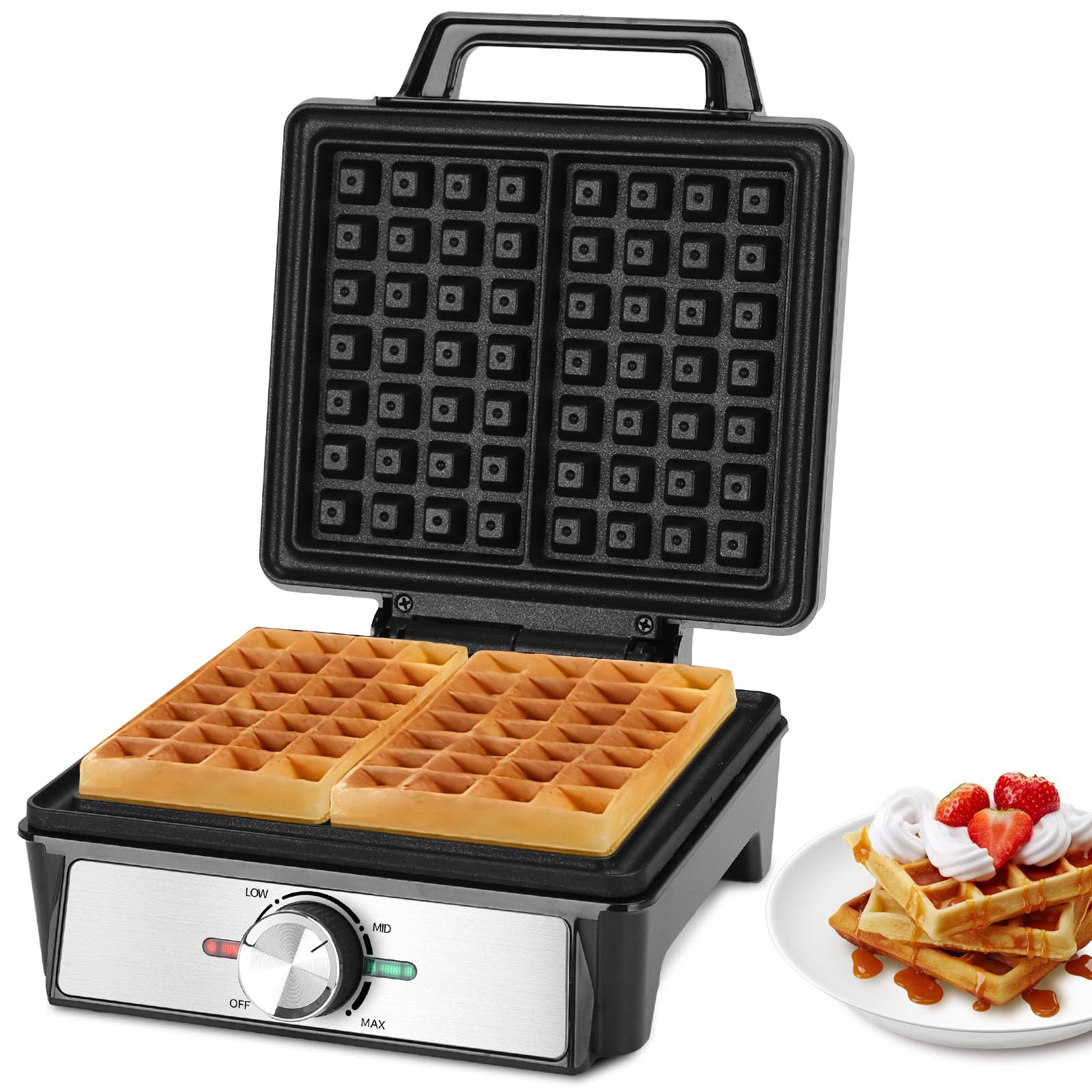 Macchina Per Waffle Gadgy | Piastre Antiaderenti 23x16,8 Cm | 1000W, Temperatura Regolabile | Per Waffle Belga Fatti In Casa - Foto 3