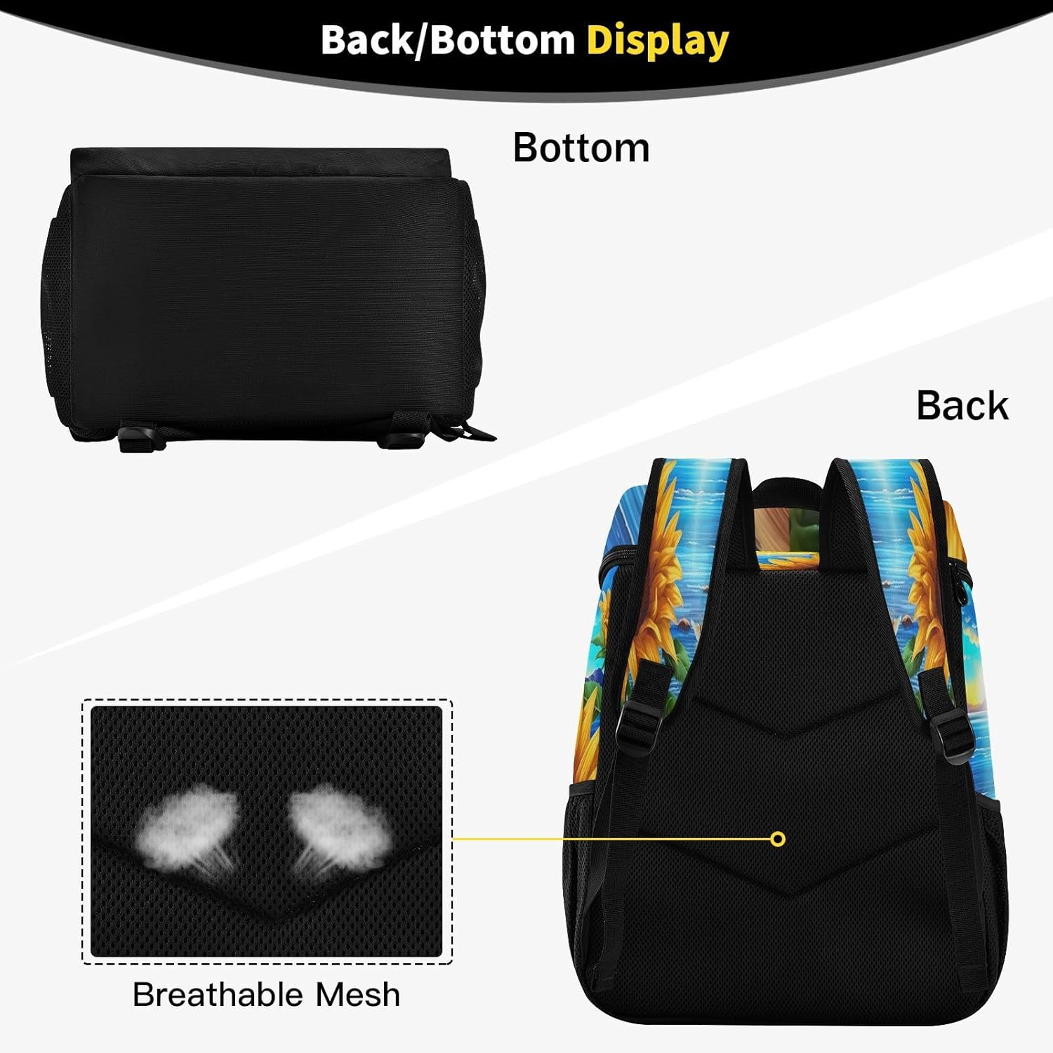 Sunflower and Butterfly Cooler Backpack 36 Cans Leakproof Waterproof Backpack Cooler Bag Beach Accessories Travel Camping Fishing Backpack for Women Men