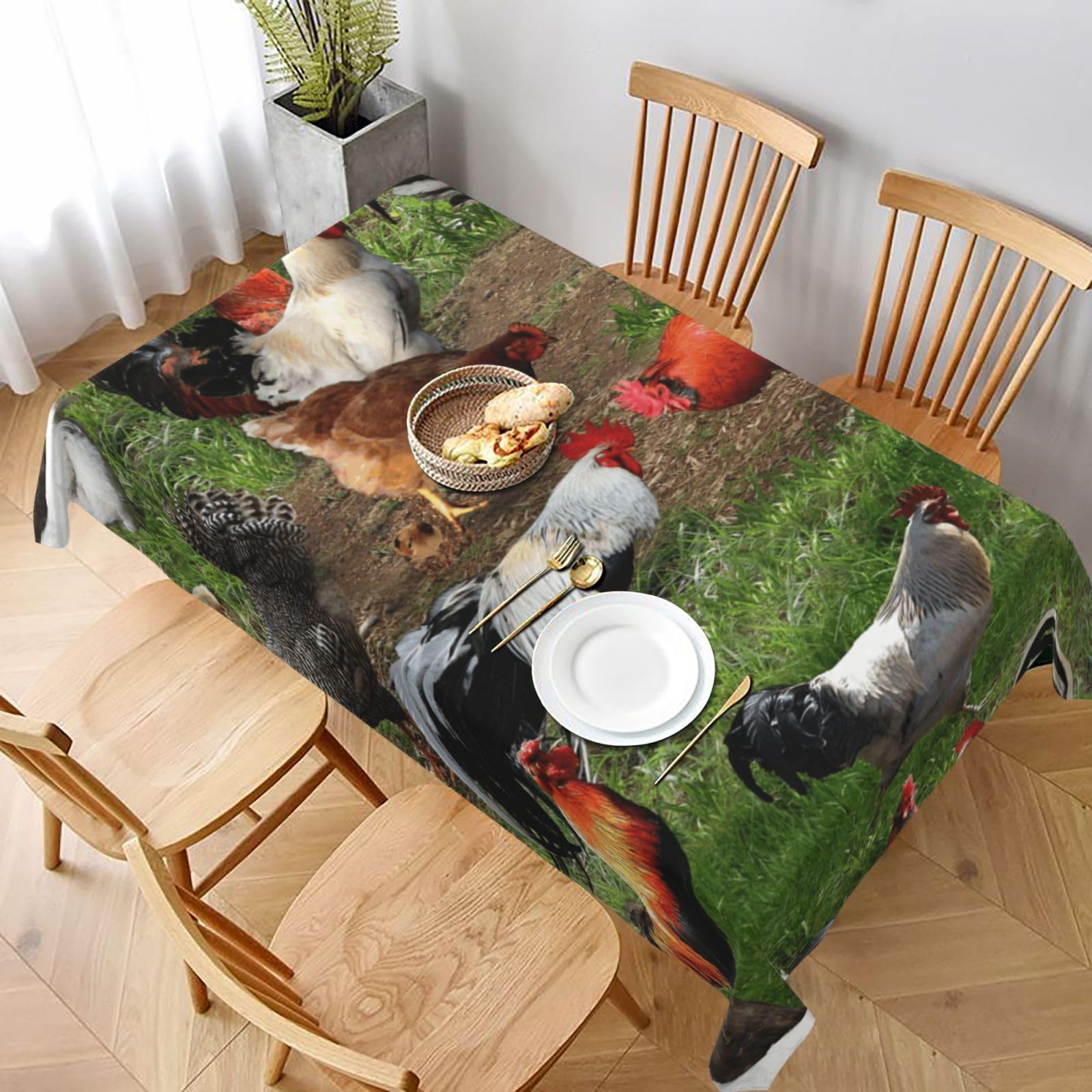 BNVSADC Farm animal Printed Rectangle Tablecloth 228x152 CM, Water Resistant Polyester Table Cloth Decorative Fabric Table Covers for Kitchen Dining Table Parties Camping