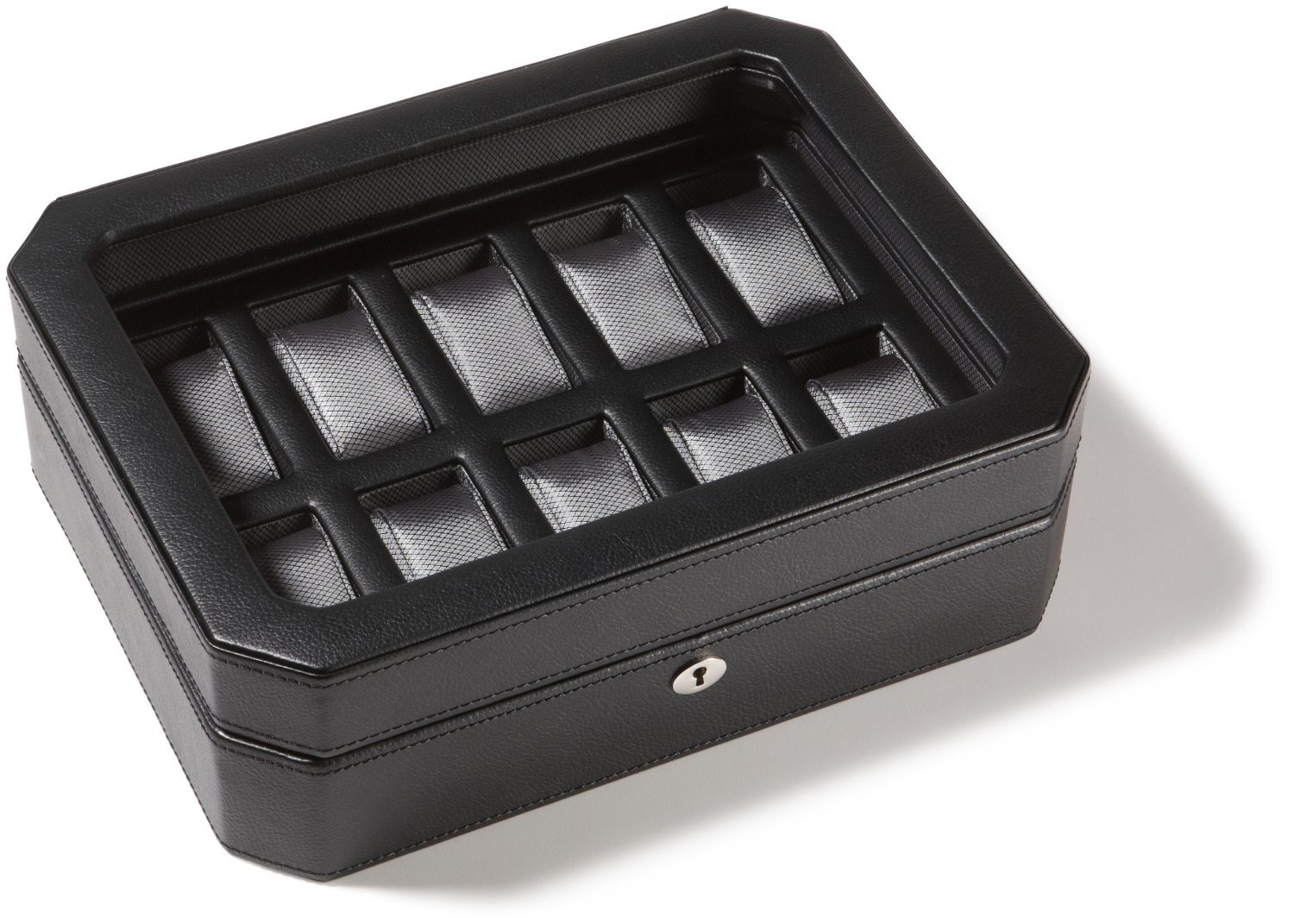 Wolf Designs 4584029 Windsor - Caja de almacenamiento para relojes con tapa, color negro