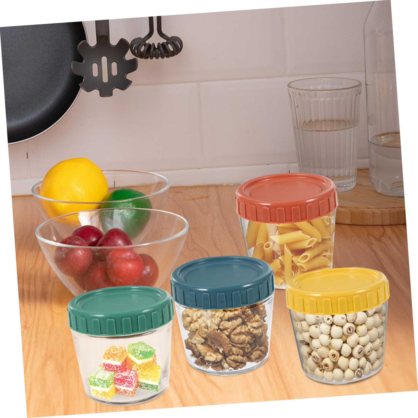 Alipis 4 Piezas Contenedor De Azúcar De Vidrio Botes De Cristal Con Tapas Herméticas Bote De Café Tarro De Granos De Café Contenedor De Té Gel De Sílice Colocar Con Cubierta, C2JRRGD155302729Z