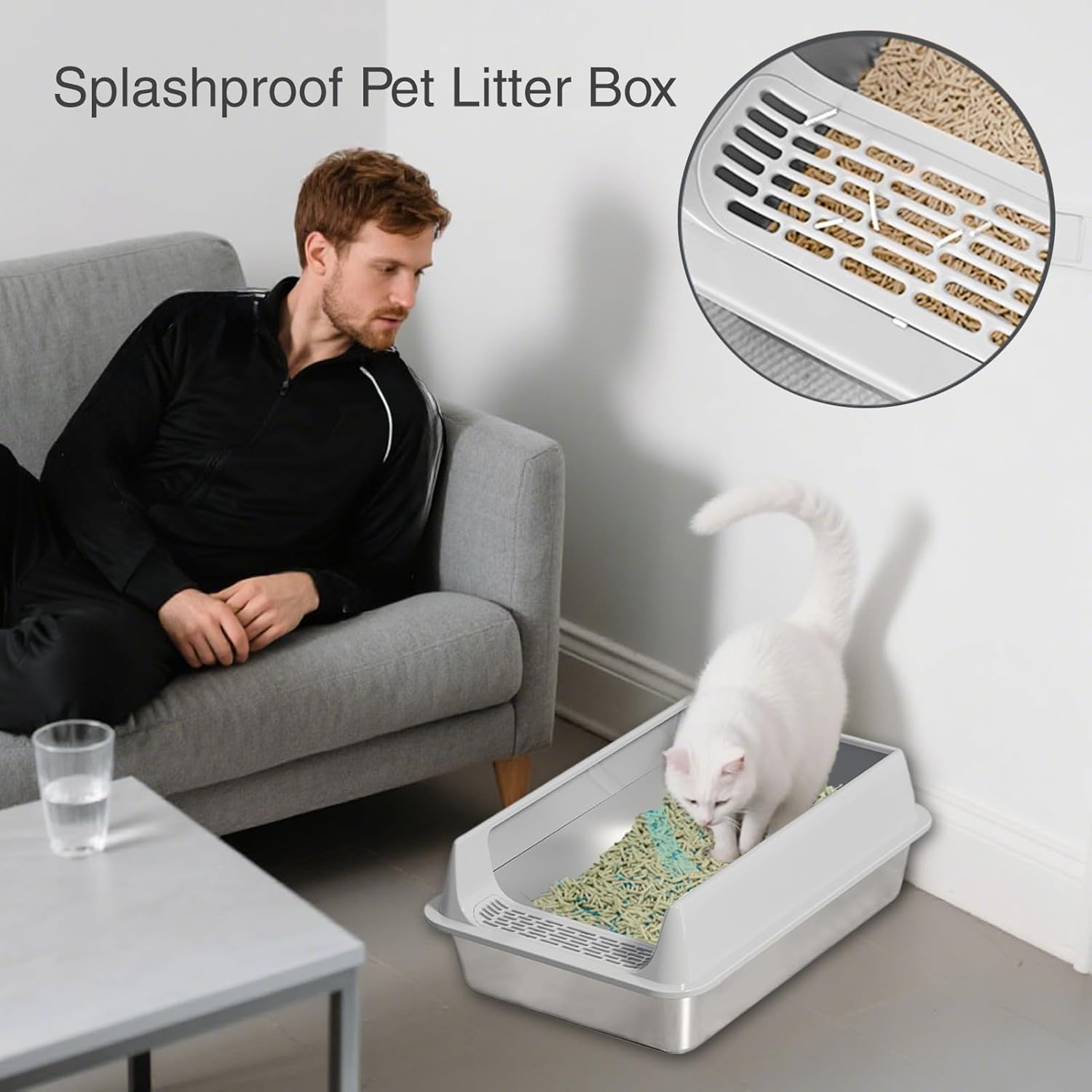 Litter Box for Cats - Semi-Enclosed Pet Toilet, Odor Control Feature with Scoop, Convenient Accessory for Living Room, Dormitory, Camping, Indoor, Outdoor, Apartment, Cat Care, Home