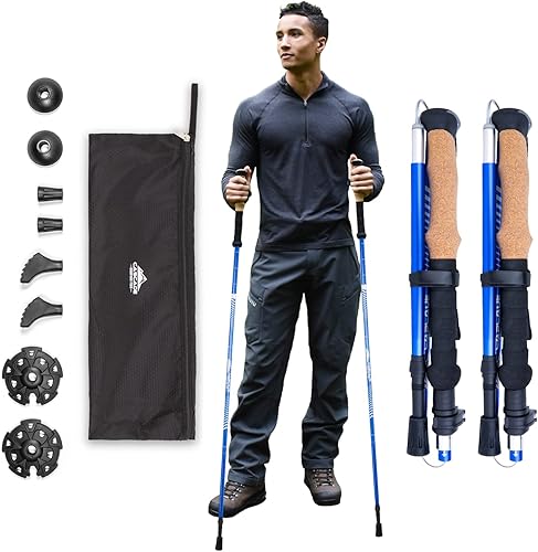 Miniatura 8 de Cascade Mountain Tech Lightweight Aircraft-Grade Aluminum Trekking Poles with Extended Down Grip Plus Tip Kit
