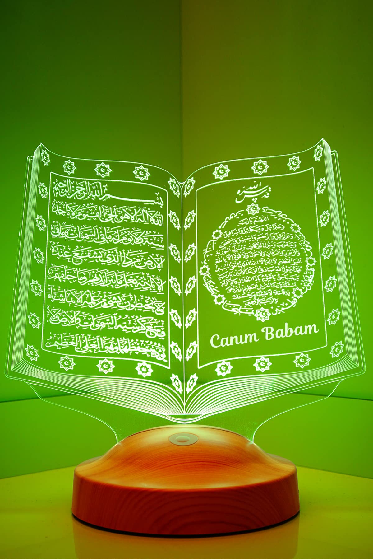 Babaya Dini Hediye, Babalar Günü Hediyesi Kuran-ı Kerim, Dedeye İslami Doğum Günü Hediyesi, Kişiye Özel 3D Lamba Manevi Hatıra