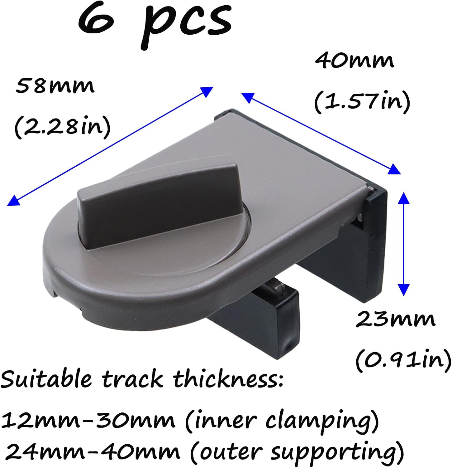 Semetall 6 PCS Adjustable Sliding Window Locks,Window Wedge Window Stop for Home Office,Enhanced Home Safety,Brown