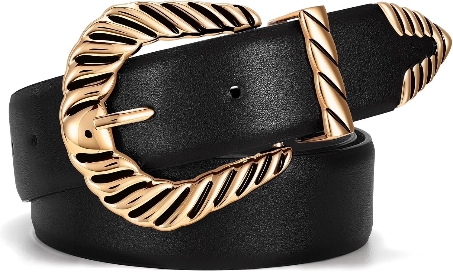 XZQTIVE Western Belt for Women, Modern Rodeo Cowboy Cowgirl Belts, Country Leather Belt Gold Buckle