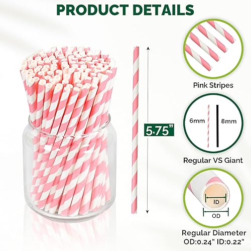 Vista 112 de Pajitas de papel corto desechables de papel kraft marrón de 5.75 pulgadas y pajitas para agitar, para el hogar, bares y restaurantes Marrón Kraft