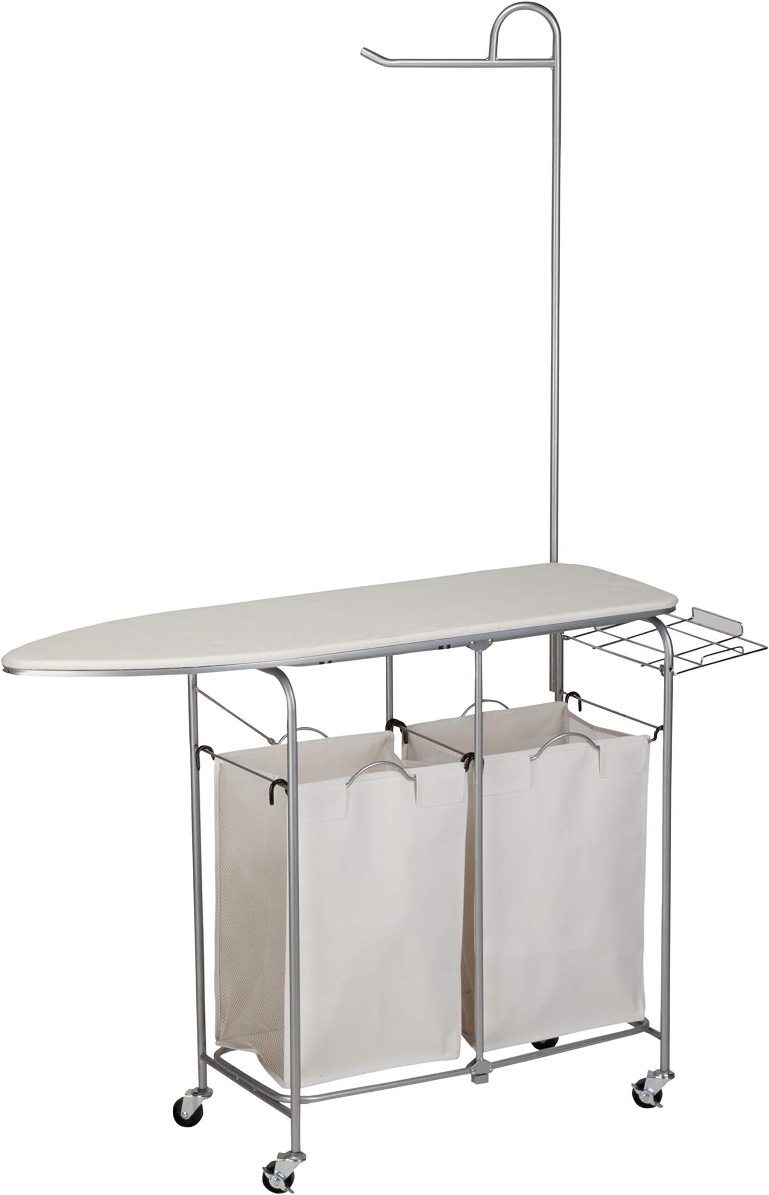 Honey-Can-Do Rolling Laundry Sorter with Ironing Board and Shirt Hanger