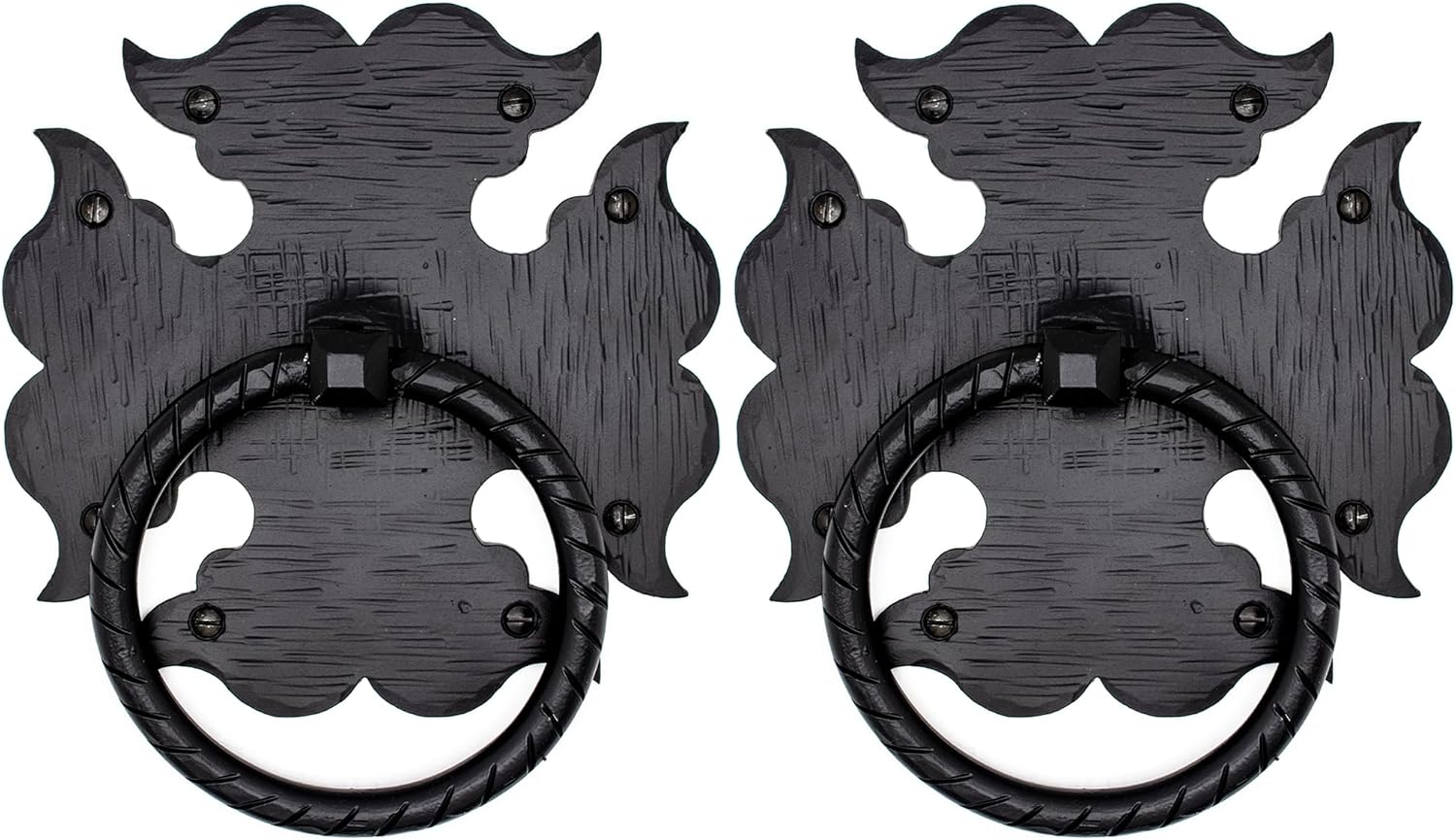 2 Pack Door Ring Pull Handle 7.75 inch Rustic Barn Black Barn Cast Iron Gate Hardware The Hacienda Series