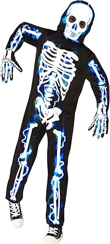 Morph Disfraz de esqueleto eléctrico para niños, disfraz de esqueleto para niños, disfraz de esqueleto para niños, disfraz de esqueleto de Halloween
