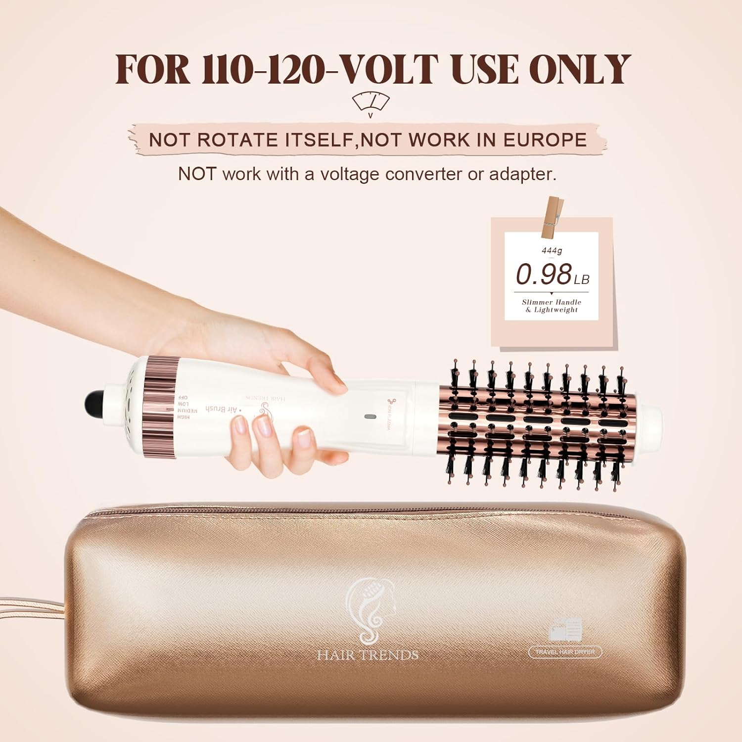 1.5 Inch Barrel Round Brush Blow Dryer (2.8’’ Plus Bristles), Negative Ionic One Step Volumizer Dryer, 4-in-1 Hot air Brush-Not for Europe Travel - Image 3