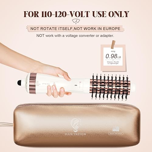 Miniatura 3 de Hair Trends Secador de cepillo redondo de barril de 1.5 pulgadas, secador volumizador iónico negativo de un paso, cepillo de aire caliente 4 en 1,