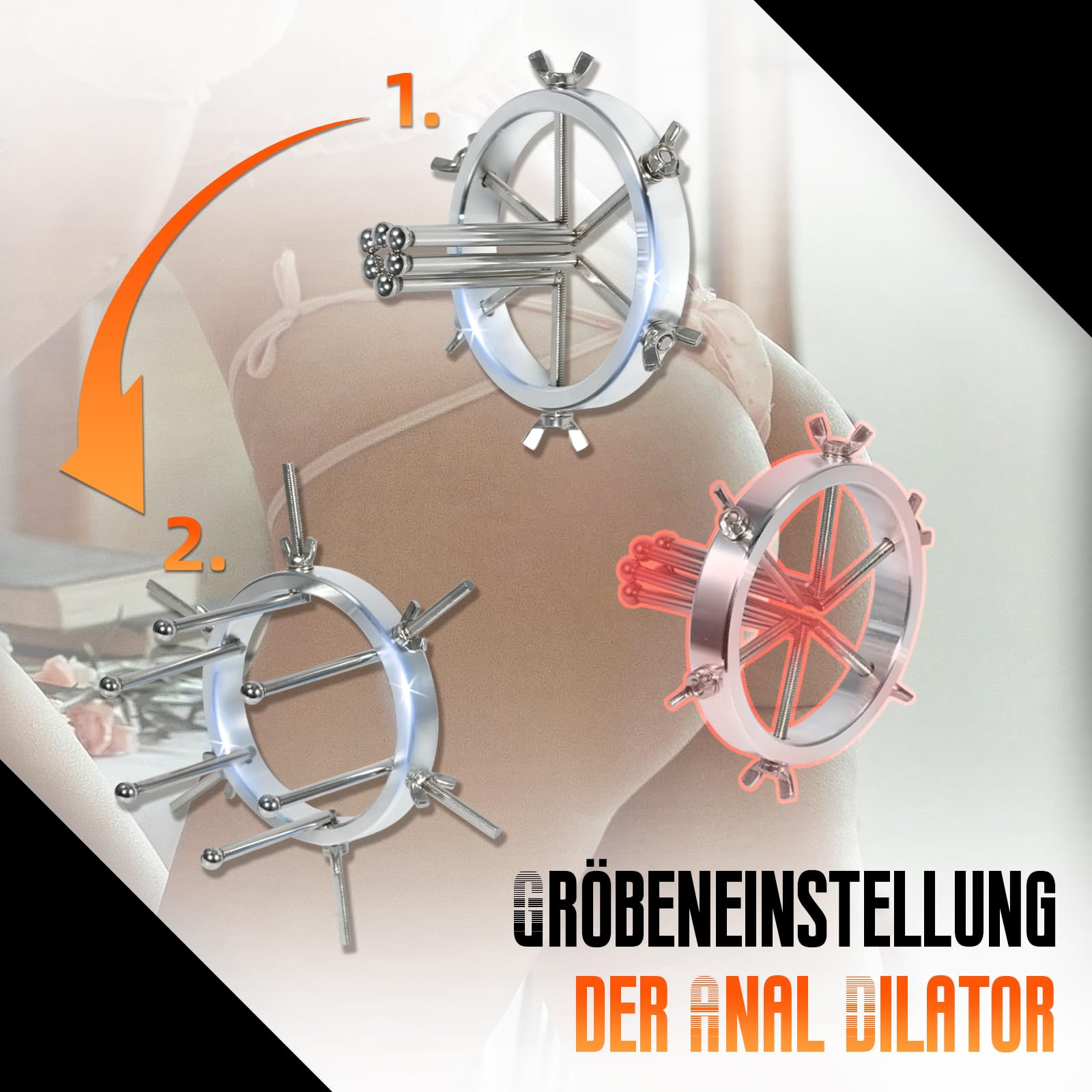AMAZBEE Espansore anale in metallo 6 viti in acciaio inox espansore anale divaricatore di labbra Dimensioni regolabili dilatatore estensore pene buttplug SM sex toys per uomini donne coppie spina