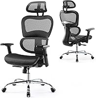 Vista 1 de Silla de oficina ergonómica, silla de escritorio con respaldo alto, silla giratoria de malla para computadora con soporte lumbar dinámico, función