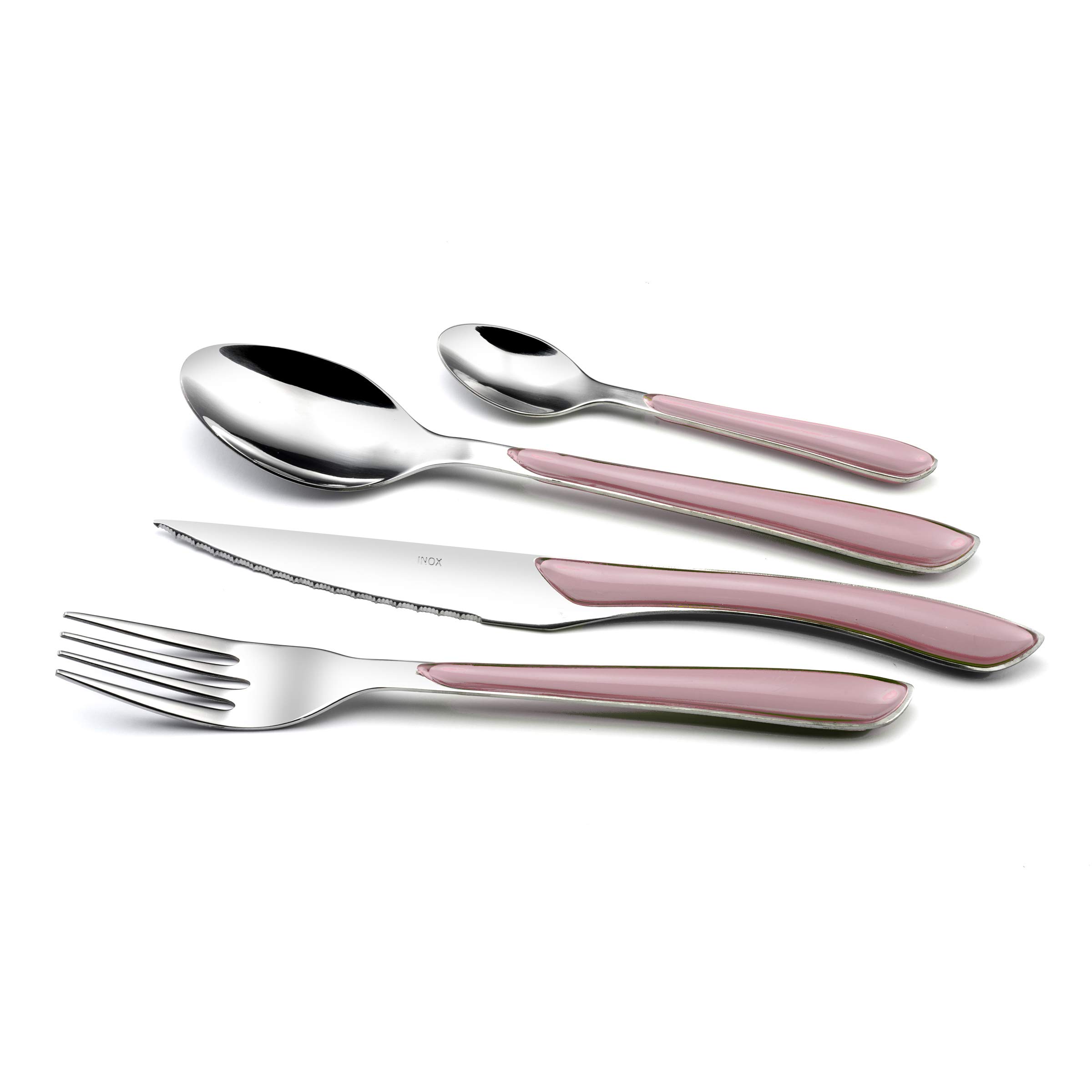 AMEFA - Ménagère 24 couverts de table pour 6 personnes - Eclat Pastel - Acier inoxydable 18/0, Finition Brillante - Rose
