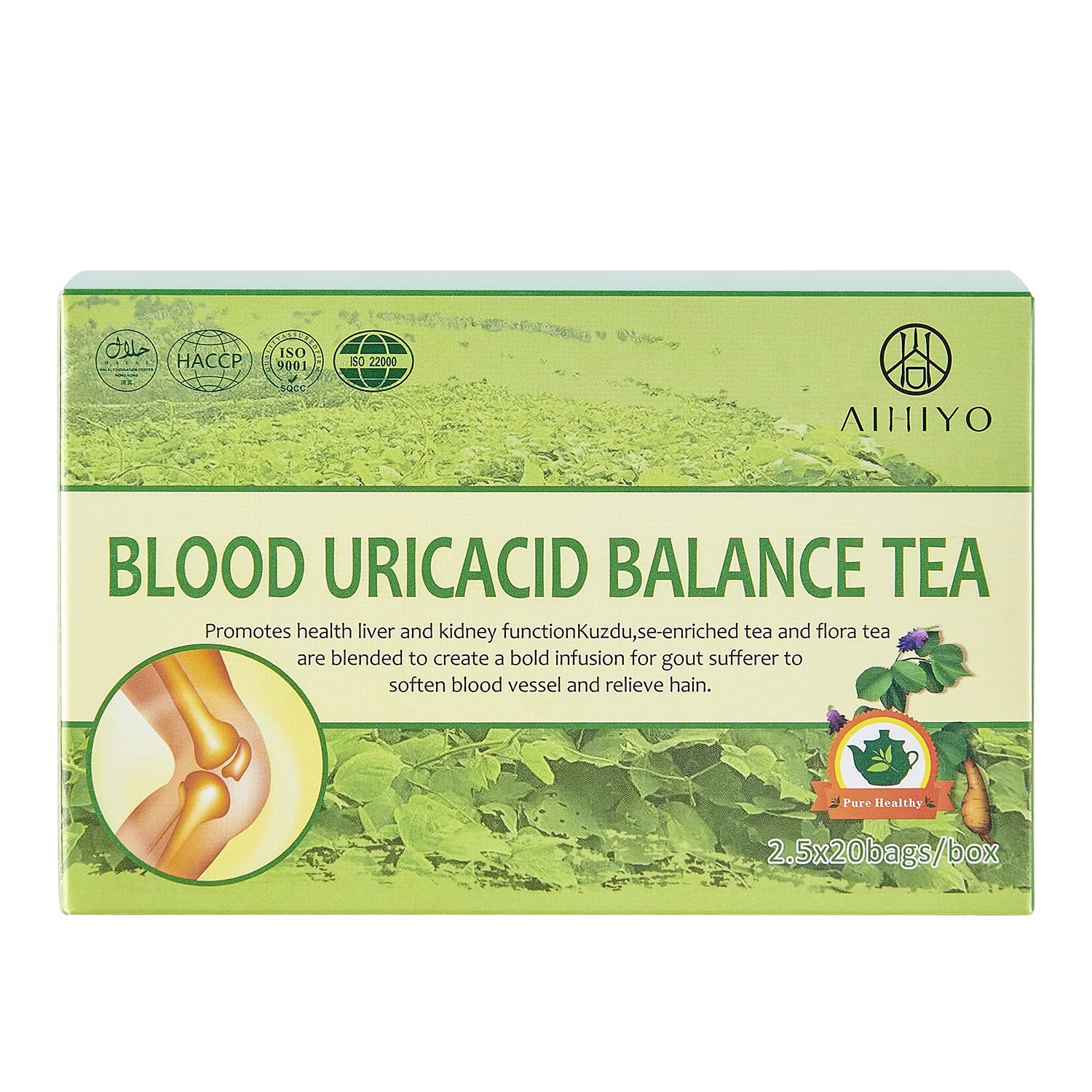 AIHIYO Blood Uric Acid Balance Tea, Promote Purine Metabolism and Relieve Pain, 20 Teabags