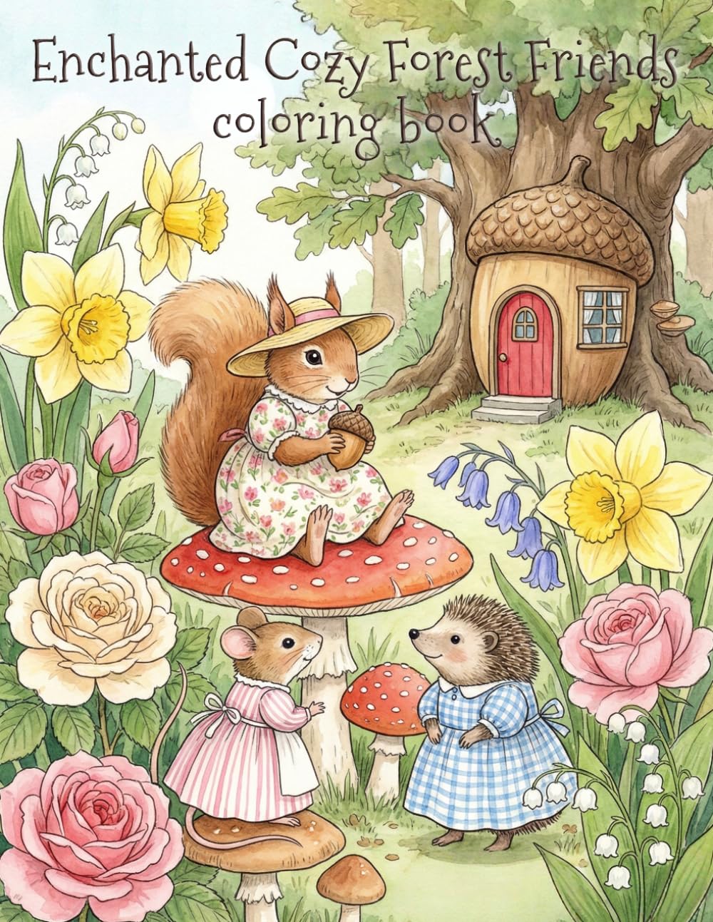 Enchanted Cozy Forest Friends Coloring Book: Whimsical Wildlife in Peaceful Everyday Adventures with Flowers, Nature & Cozy Moments