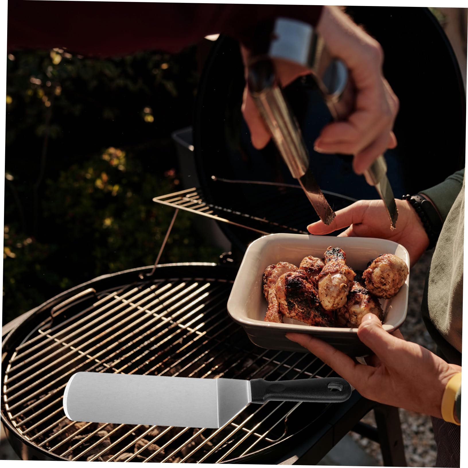 Gatuida Spatules Cuisine Inox 3 Pièces Résistantes la Chaleur Manches en Plastique, Pelle à Steak Multifonction, Outils pour Barbecue et Cuisson en Intérieur et Extérieur