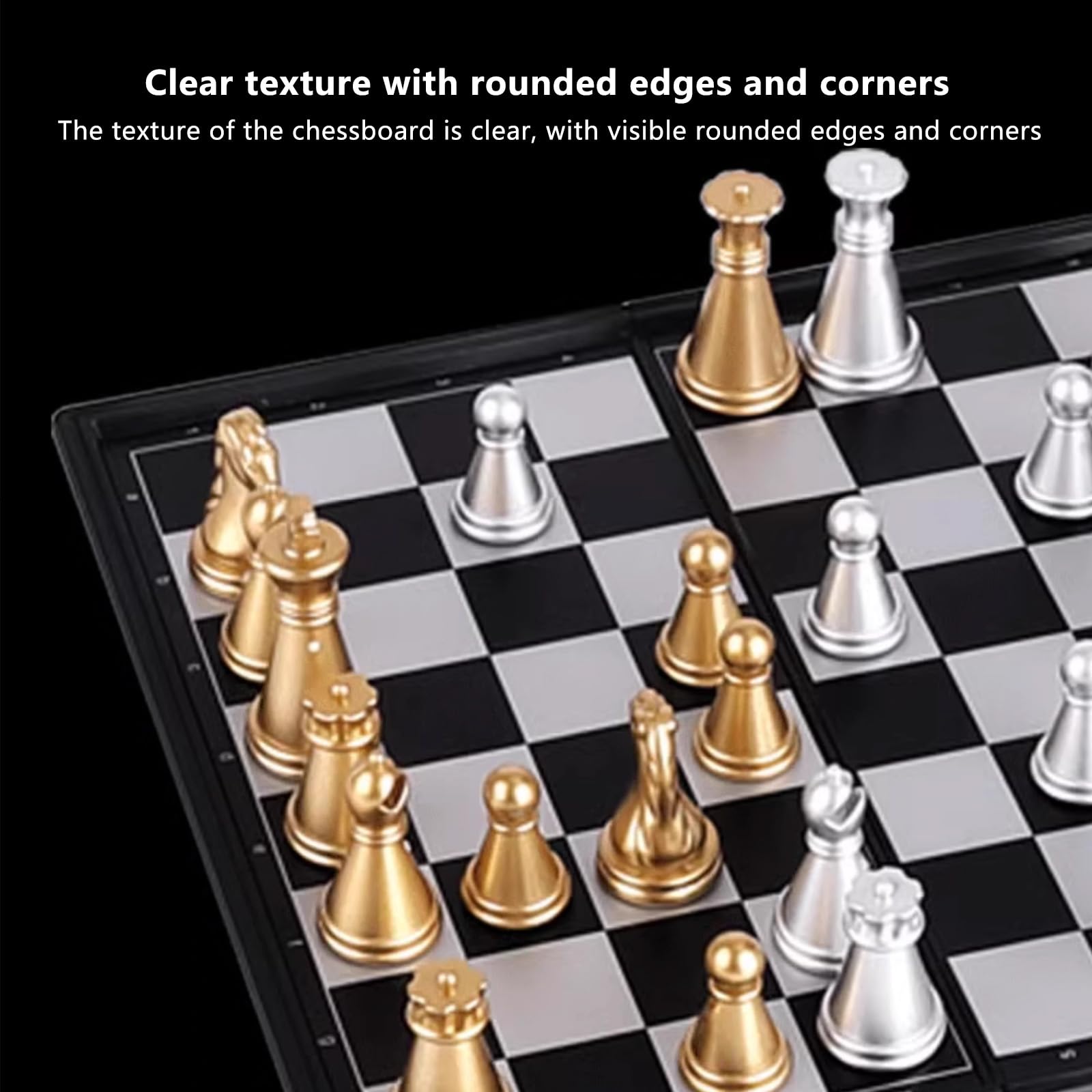 Pliable Portable Ensemble D'échiquier,Portable Chess Board 5,1" Avec Des Emplacements De Rangement D'échecs,Faciles à Transporter,Jeu d'échecs Magnetique Pour Débutants Et Adultes(Size:13*13in)