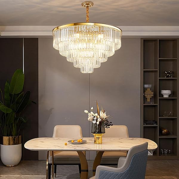 USOR 16-Light Luxury Flush Mount Crystal Chandelier