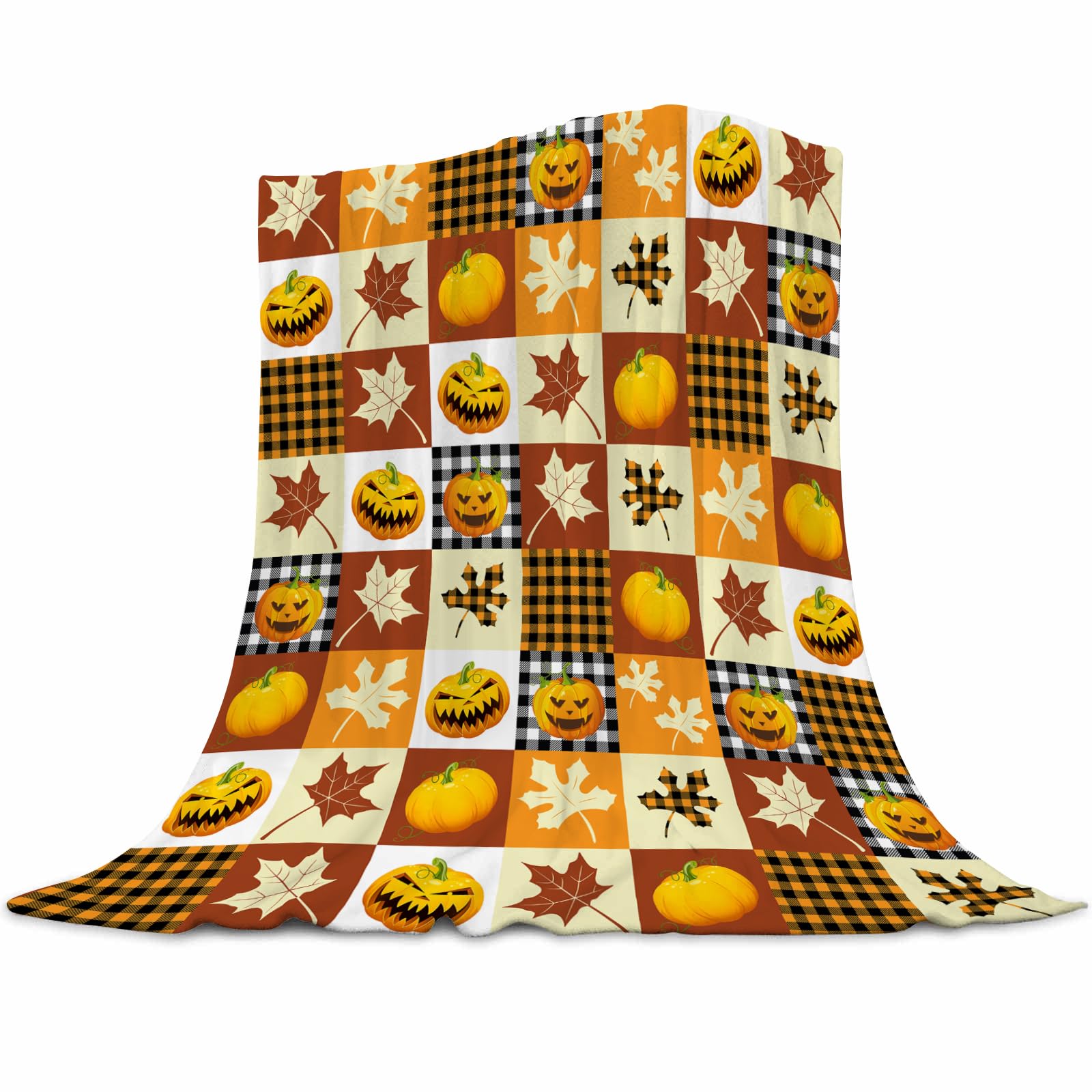 Gaakvrr Boys Fall Leaf 1 Fall Blankets For Kids, Pumpkin Throw Blanket, Lightweight Flannel Cozy Plush For Adult Kids, Fall Bedroom Decor 100X130cm(40X50 Inch)