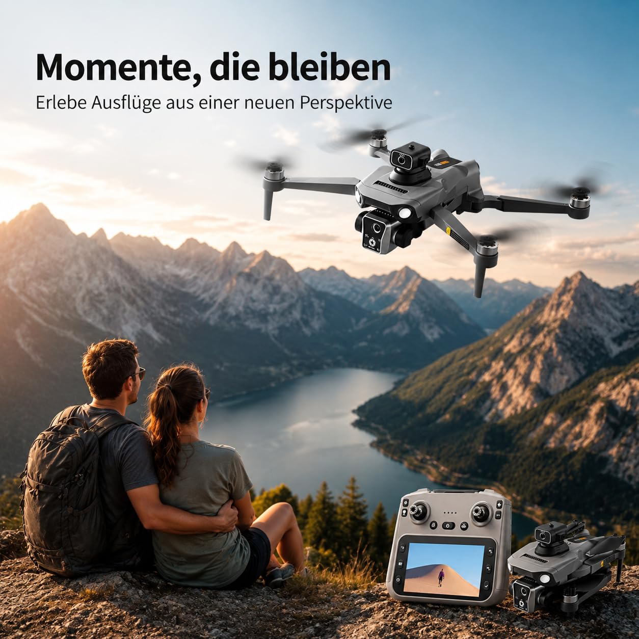 K19 GPS Drohne mit 4K Kamera, Fernbedienung mit Live-Display, 600m Reichweite, 360° Hindernisvermeidung, Follow-Me, Auto-Return, Bürstenlose Motoren, 40 Min Flugzeit