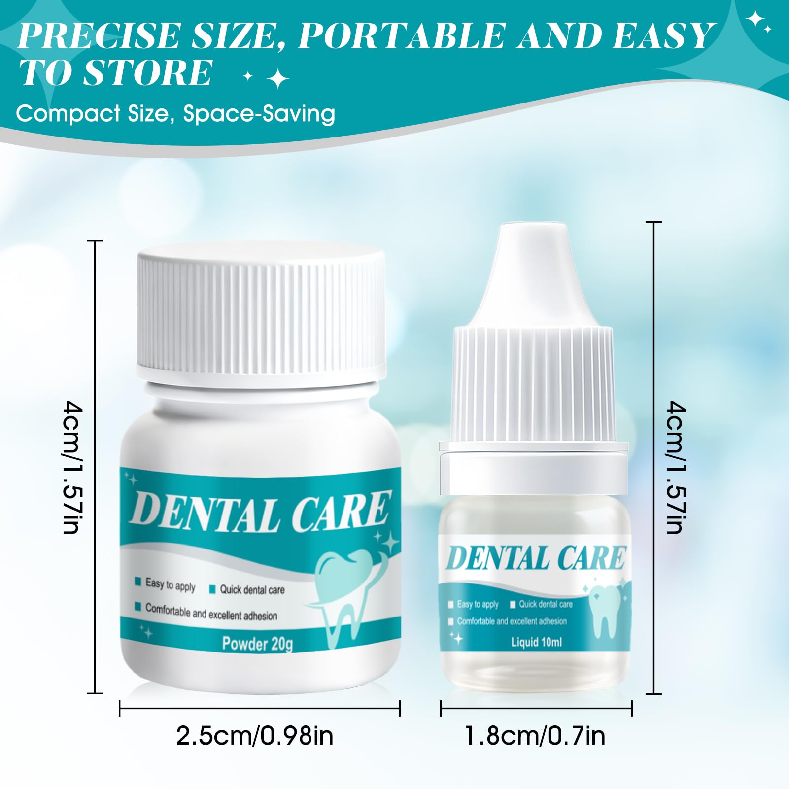 Cemento Dental Adhesivo para Caries Empastes Puentes Coronas Rellenos Secado Rápido 4 Piezas