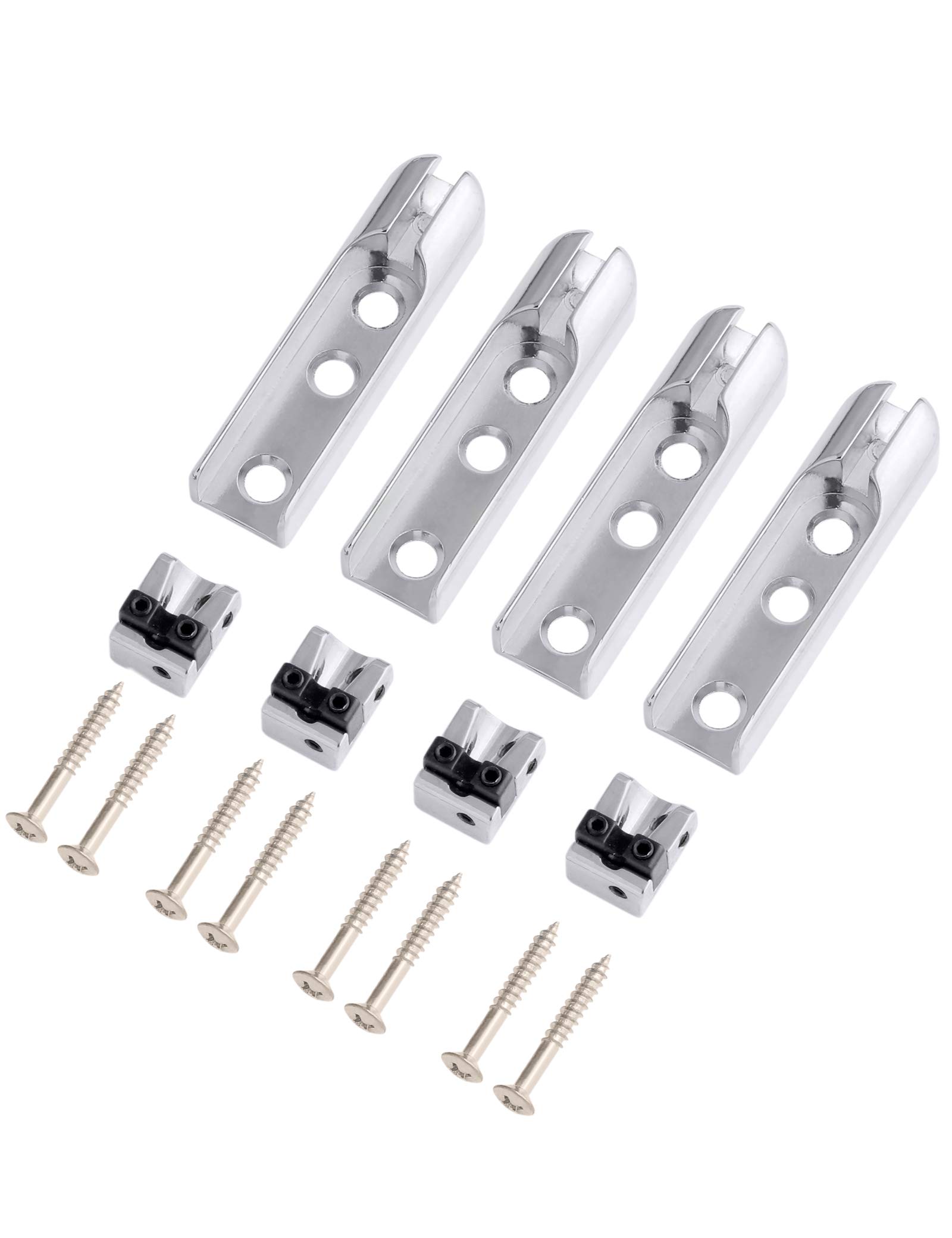 Holmer Bassgitarre Steg Einzelne Bassbrücke Saitenhalter Single String Bass Bridge für 4 Saiten Bass Gitarre Heavy Duty Zink Sattel (Chrom)