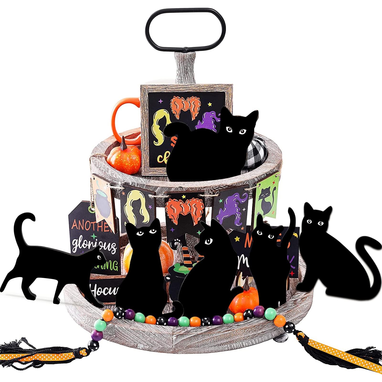 Amazon.co.jp: 6個 ハロウィン 黒猫 木製装飾 木製 黒猫