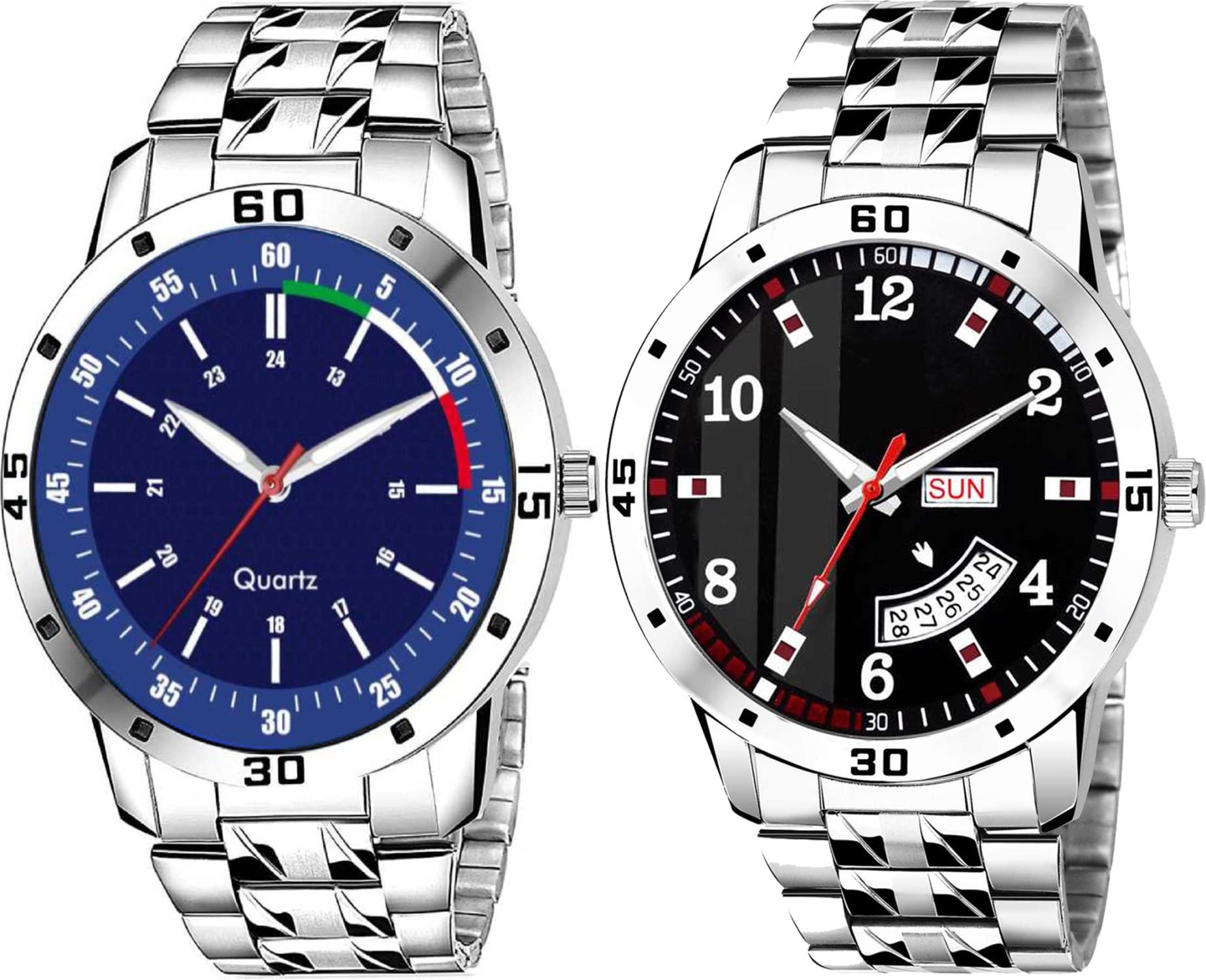 WANTON Stainless Steel Strap Unique dial Design with day&date Analog Watch for Mens-(PO2).(P_C_B_9109) (Blue&Black) (B0C1ZXVCBQ) Amazon Price History, Amazon Price Tracker