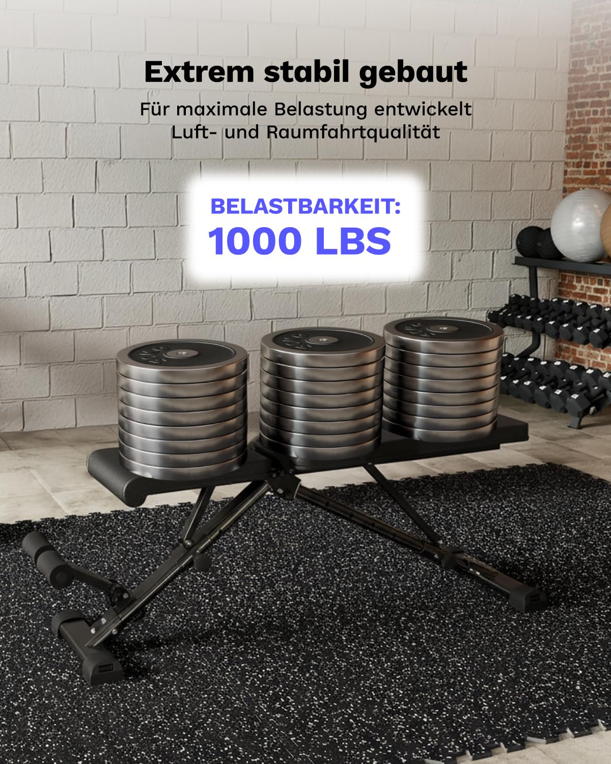 AIRHOP Hantelbank Klappbar Verstellbar, 9 in 1 Multifunktions Trainingsbank Schrägbank & Flachbank für Zuhause, 400kg Belastbarkeit, Platzsparende Fitnessbank zum Bankdrücken und Sit Up