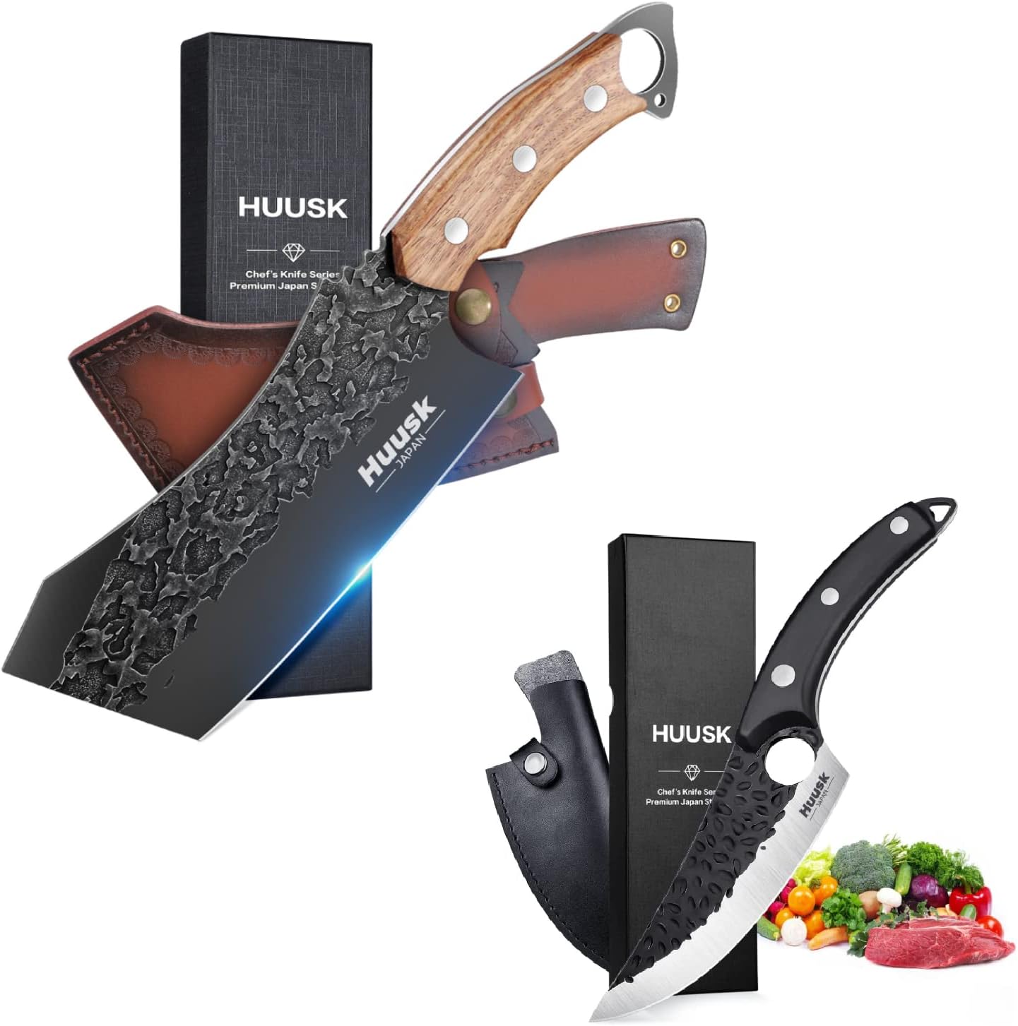 Huusk Collectible Knives Set Chef Knife & Meat Cleaver