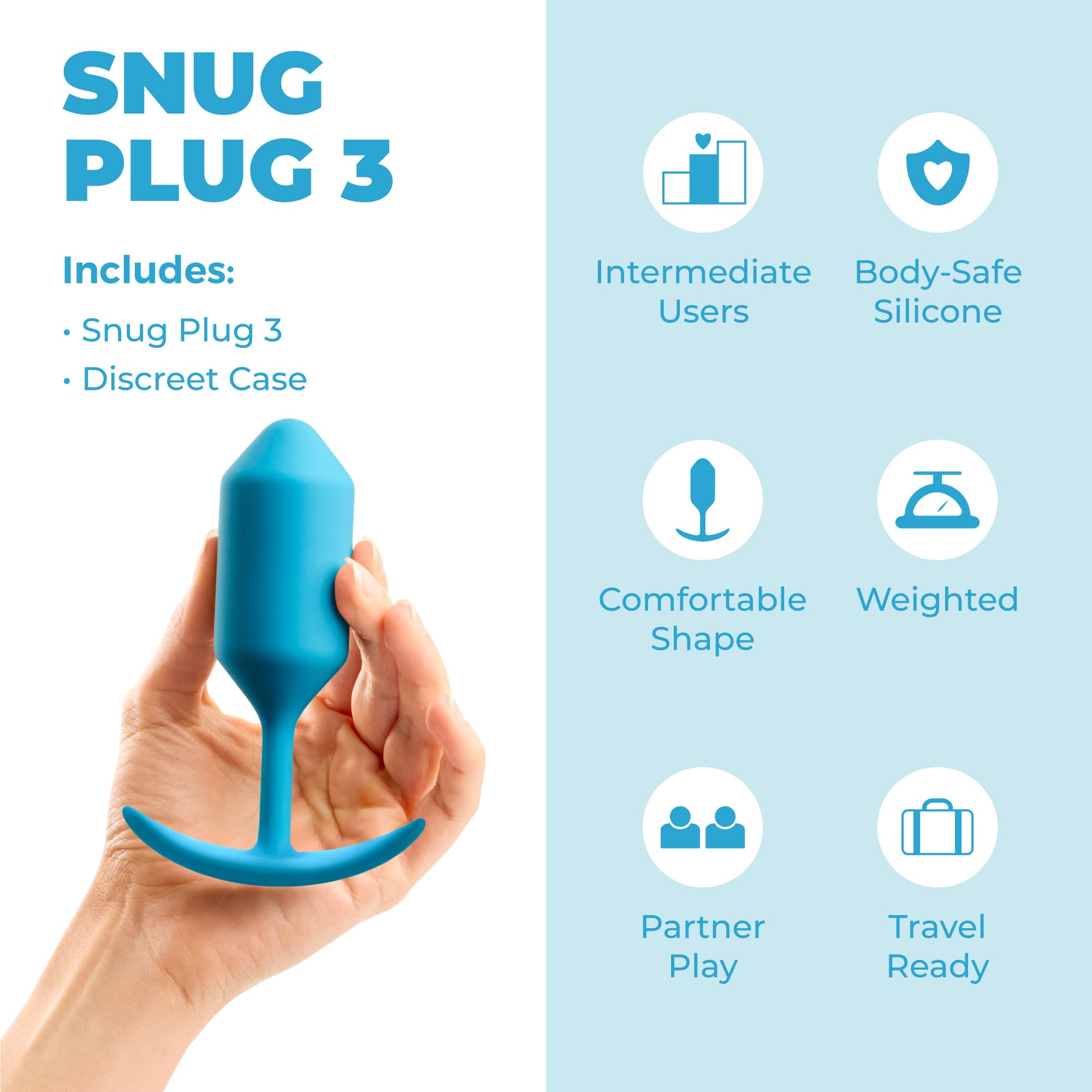 Amazon.com: b-Vibe Snug Plug 3, Weighted Silicone Butt Plug, Intermediate Anal  Plugs