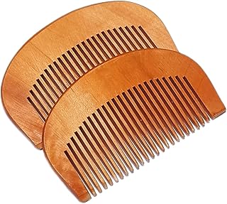 Neem Wood Hair Comb, Half Moon Design, 2-Pack