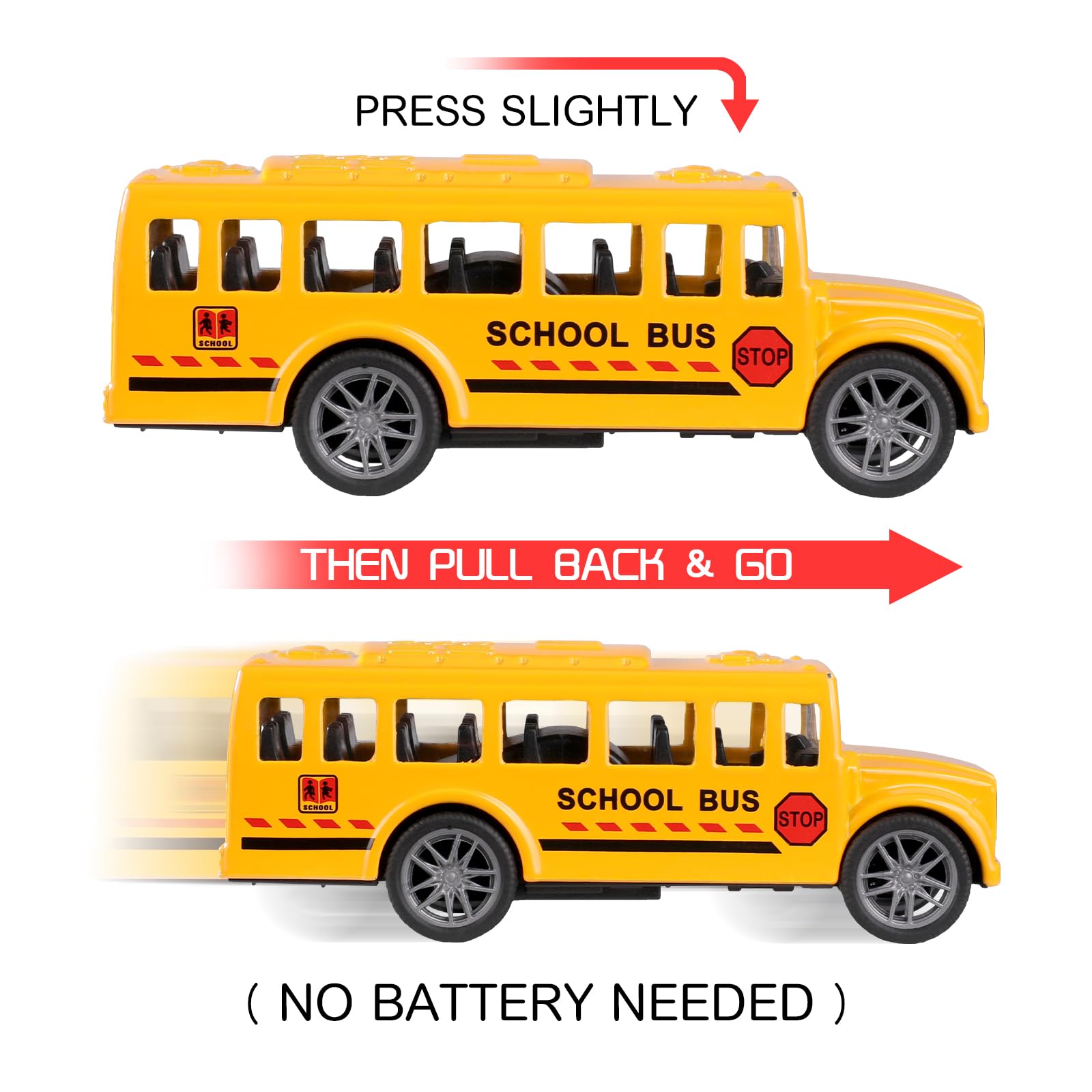 Paquete de 20 juguetes de autobús escolar amarillo de 3.4 pulgadas, vehículos de metal fundido a presión para niños, niñas, niños pequeños 2